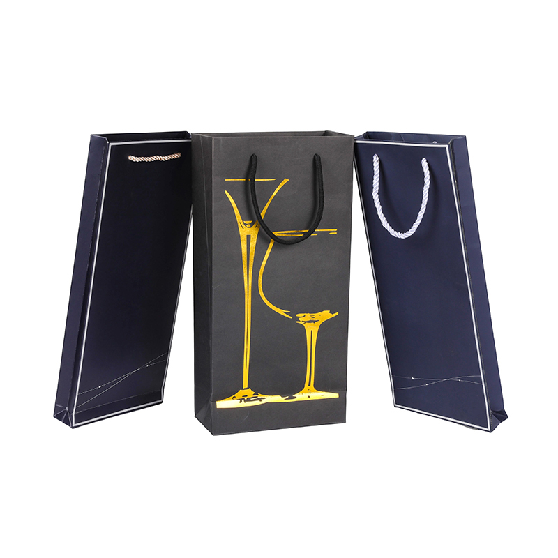Custom Branded Wine Glass Gift Paper Carry Bag